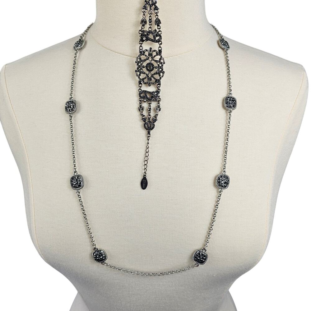 Monet Pave Cluster Station Necklace Gwen Filagree Bracelet Victorian Romance Y2K